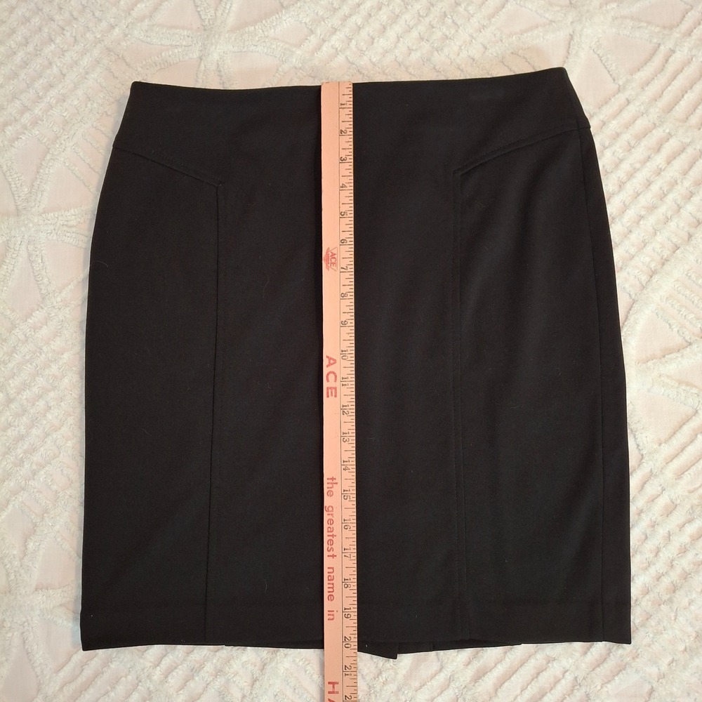 Ann Taylor Loft Womens 10 Pencil Skirt Black Stretch Career Business Back Vent - Picture 2 of 7